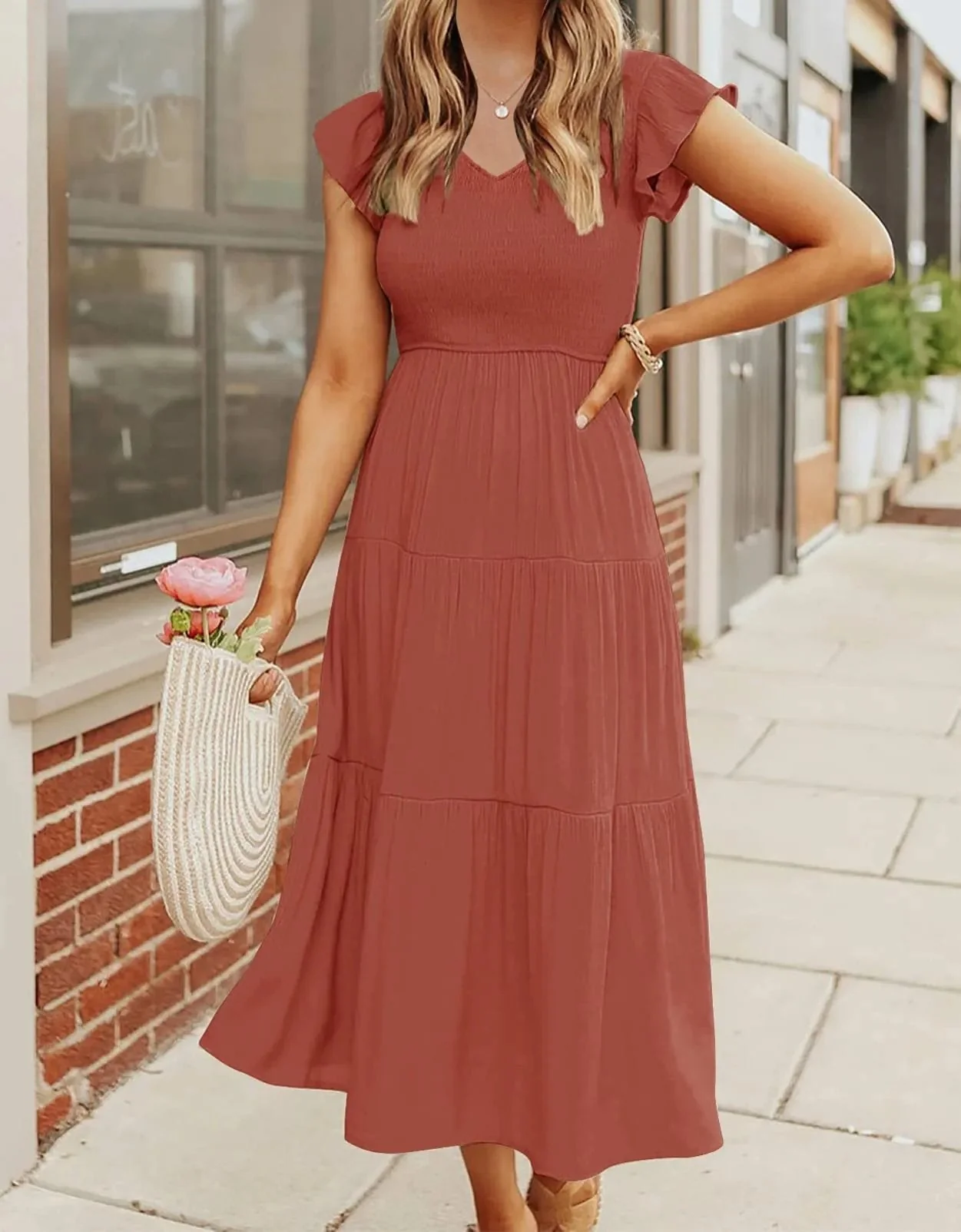 WOMEN'S SUMMER CASUAL FLUTTER SHORT MIDI DRESS - Image 9