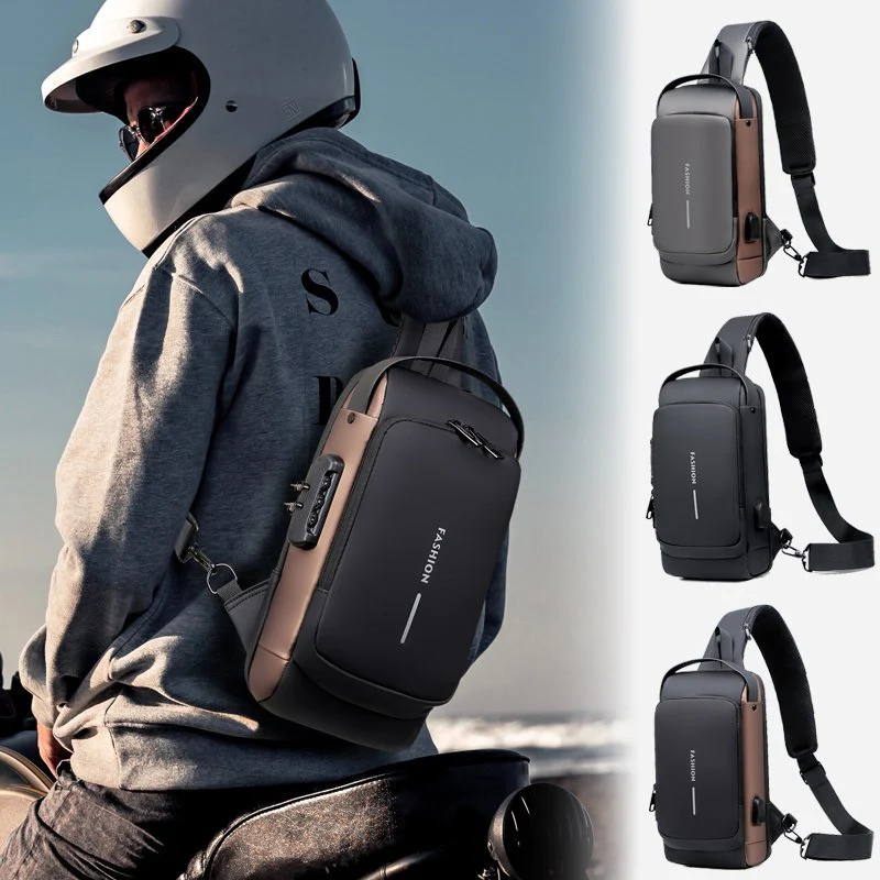 Motorcycle USB charging anti-theft fashion sports and leisure multi-functional shoulder messenger bag - Image 2