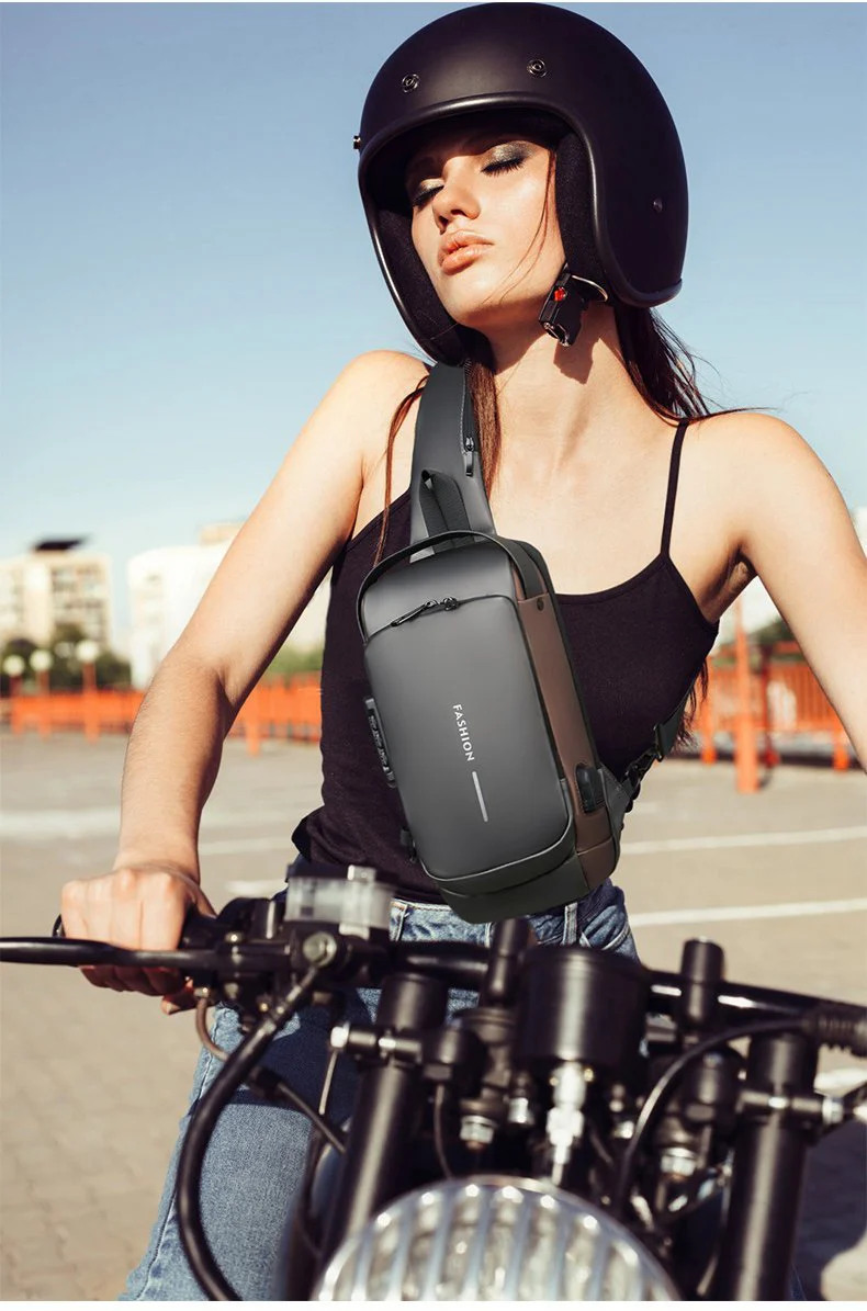 Motorcycle USB charging anti-theft fashion sports and leisure multi-functional shoulder messenger bag - Image 3