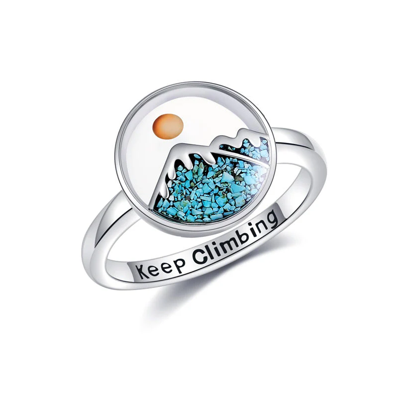 Mustard Seed Mountain Ring Sterling Silver Faith Turquoise Ring Climbing Jewelry Christian Inspirational Gift for Women Girls - Image 6