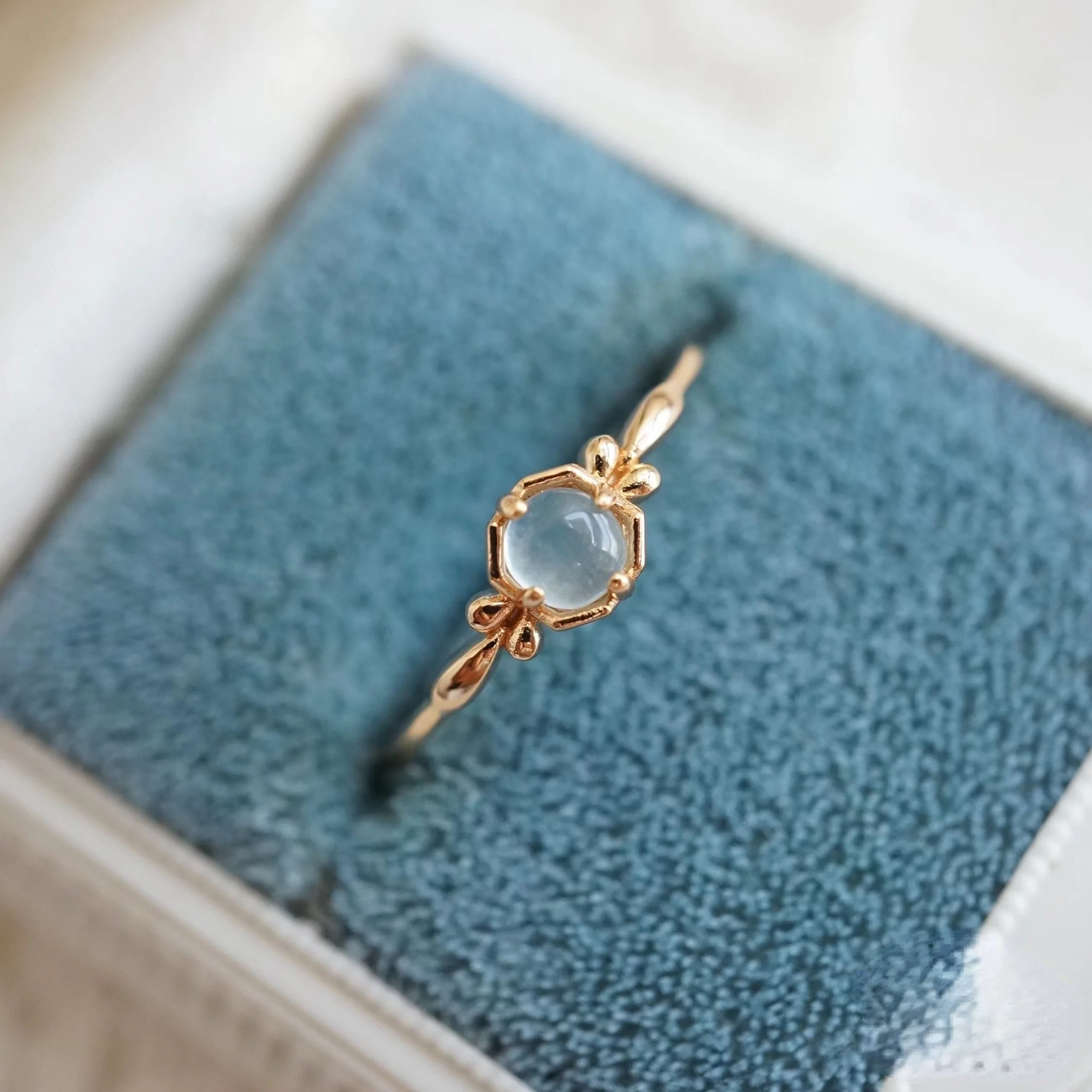 Natural Aquamarine Vintage Ring Anniversary Birthday Gift For Her - Image 3