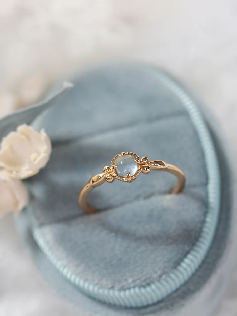 Natural Aquamarine Vintage Ring Anniversary Birthday Gift For Her - Image 6