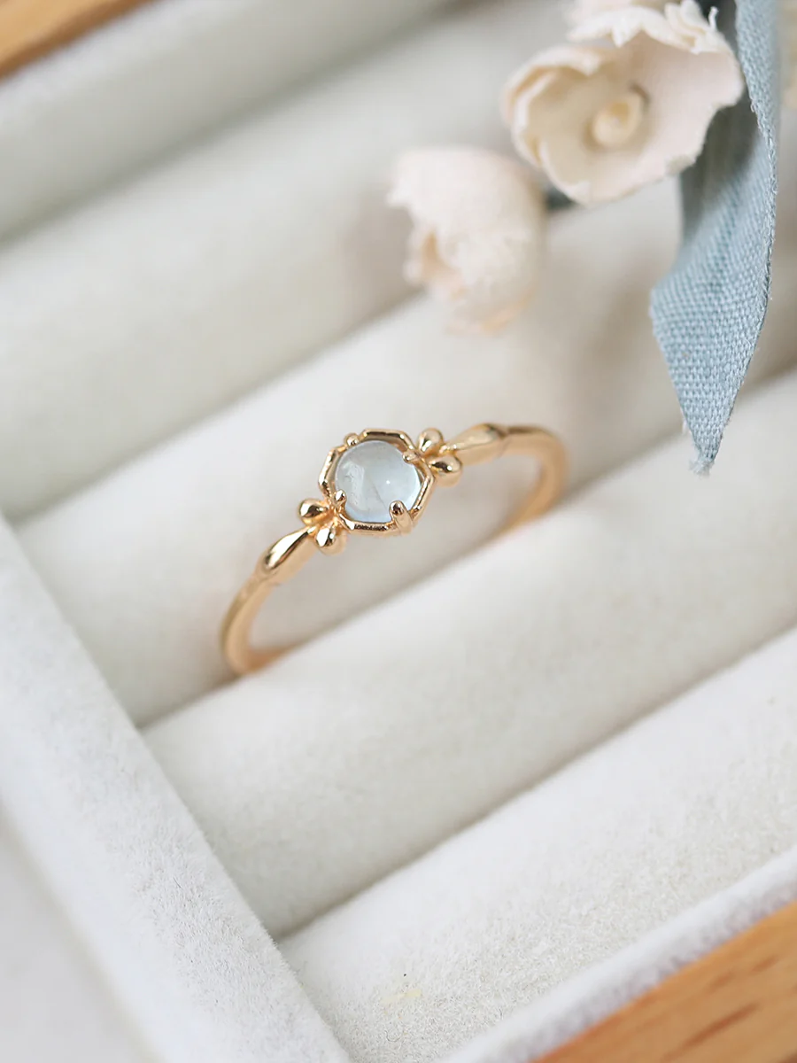 Natural Aquamarine Vintage Ring Anniversary Birthday Gift For Her - Image 9