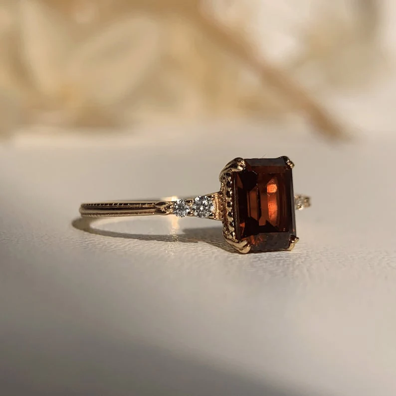 Natural Green Emerald Cut Prasiolite RingsAnniversary Birthday Gift For Her - Image 15
