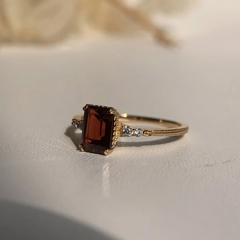 Natural Green Emerald Cut Prasiolite RingsAnniversary Birthday Gift For Her - Image 16