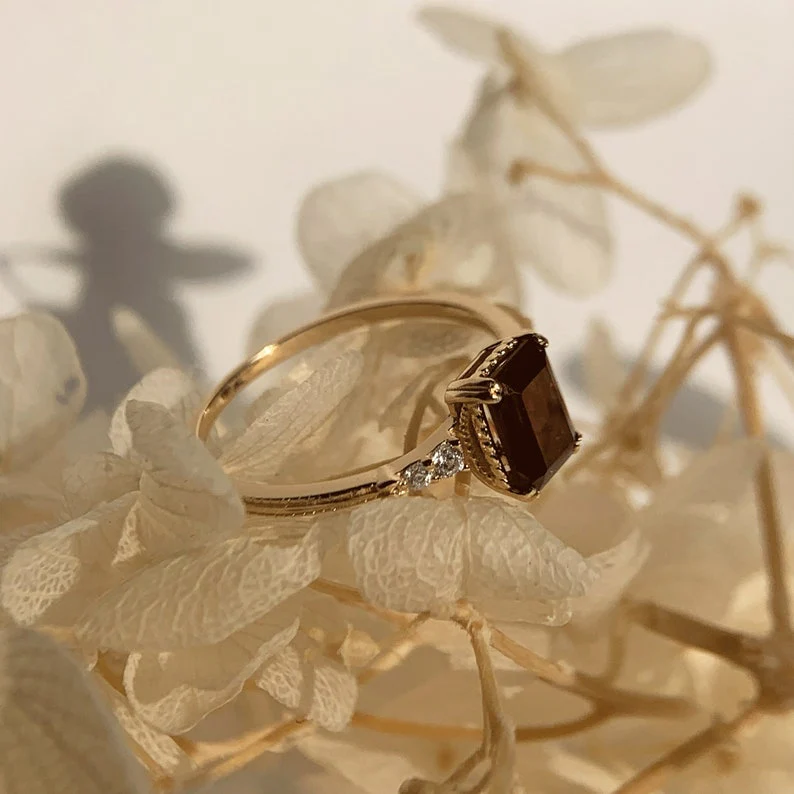 Natural Green Emerald Cut Prasiolite RingsAnniversary Birthday Gift For Her - Image 18
