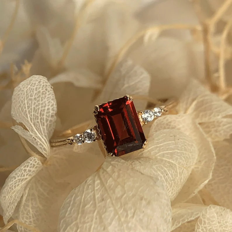 Natural Green Emerald Cut Prasiolite RingsAnniversary Birthday Gift For Her - Image 22