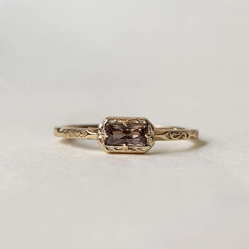 Natural Moss Agate /Blue Topaz /Opal Wedding Band Ring Sterling Silver Art Deco Unique Baguette Cut Green Agate Anniversary Rings - Image 28