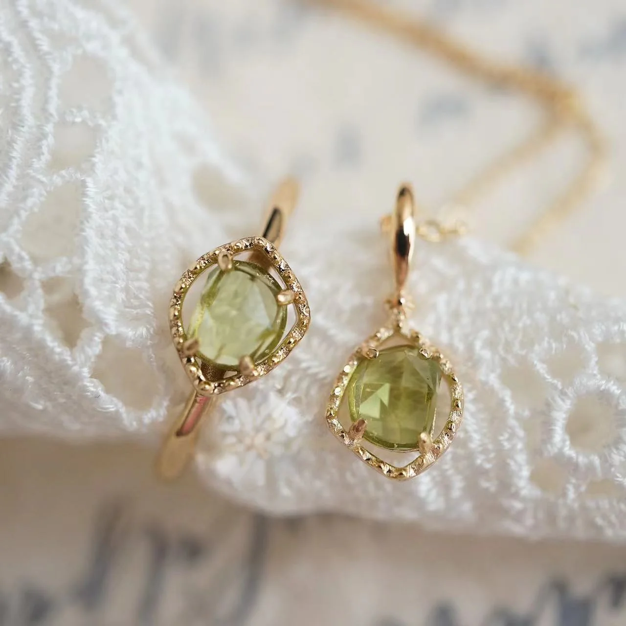 Natural Peridot Irregular Bubble Ring-Anniversary Birthday Gift For Her - Image 4