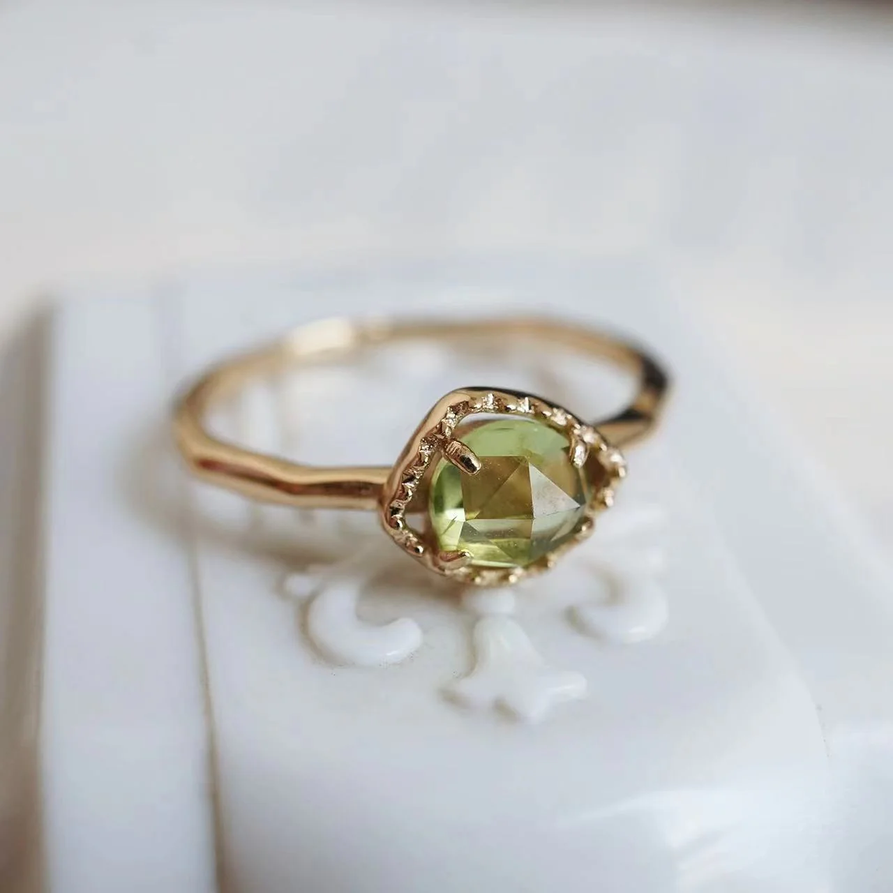 Natural Peridot Irregular Bubble Ring-Anniversary Birthday Gift For Her - Image 6