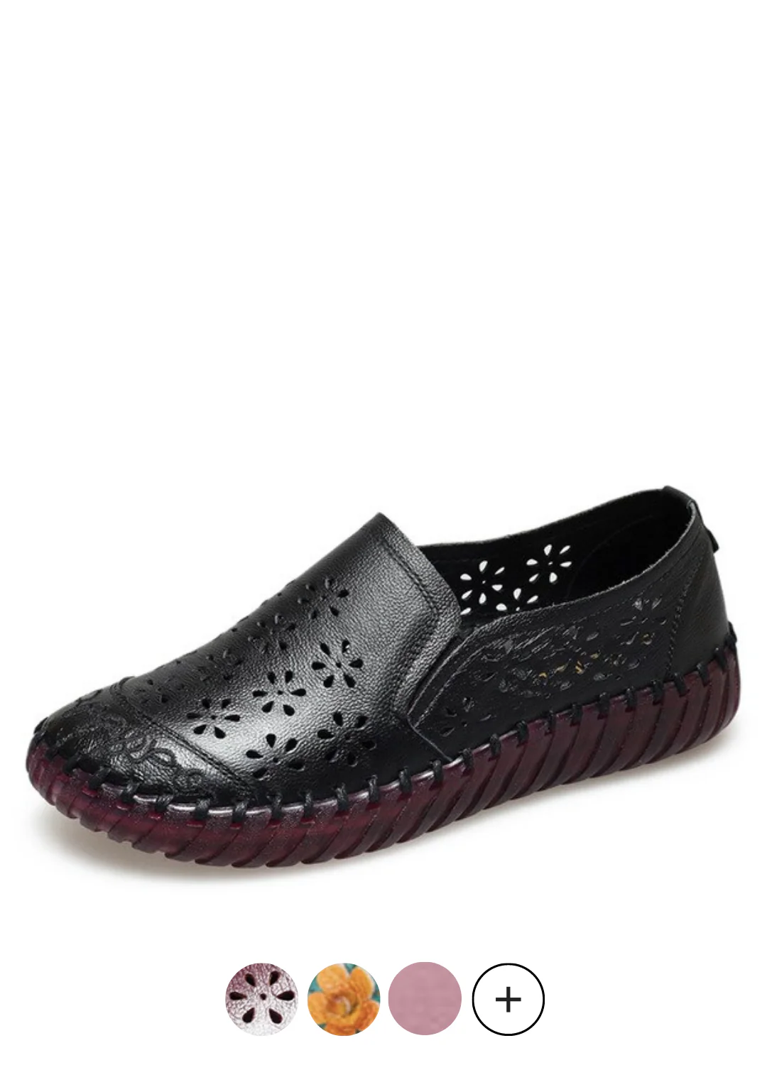 Comfortable Soft Bottom Breathable Non-Slip Engraved Retro Ladies Leather Shoes - Image 2