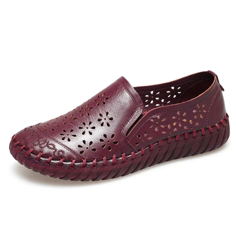 Comfortable Soft Bottom Breathable Non-Slip Engraved Retro Ladies Leather Shoes - Image 7