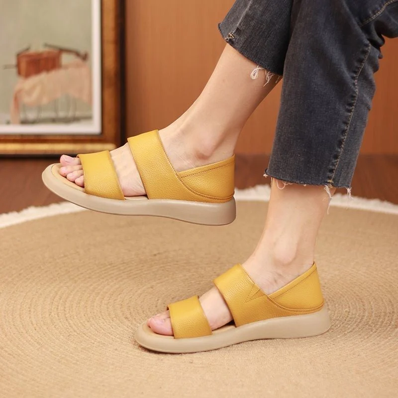 New Thick Sole Women's Stylish Genuine Leather Sandals - Image 5