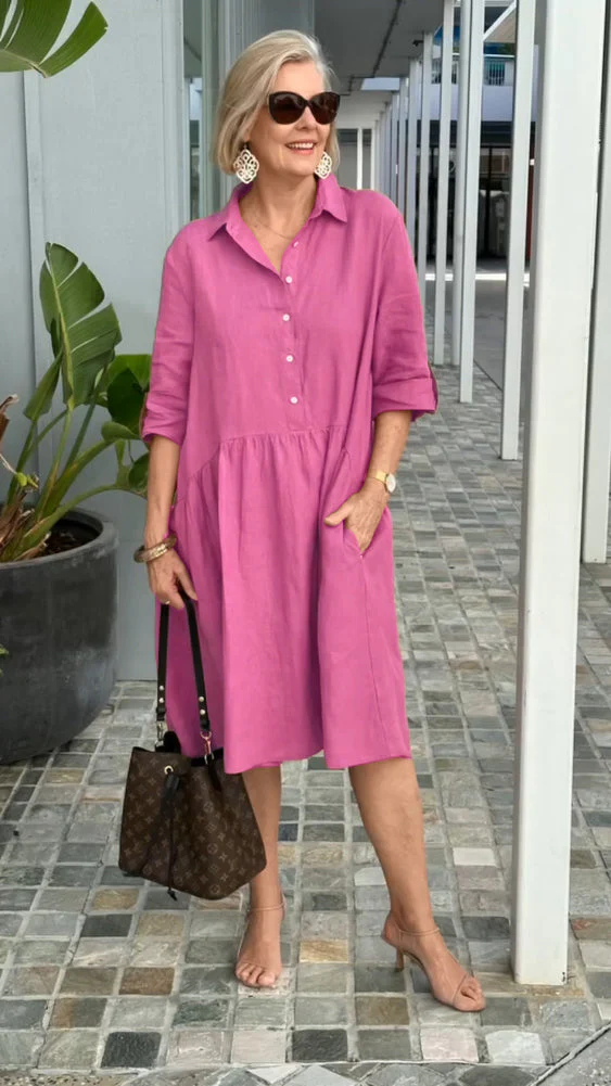 New Women's Cotton Linen Casual Dress - Image 2