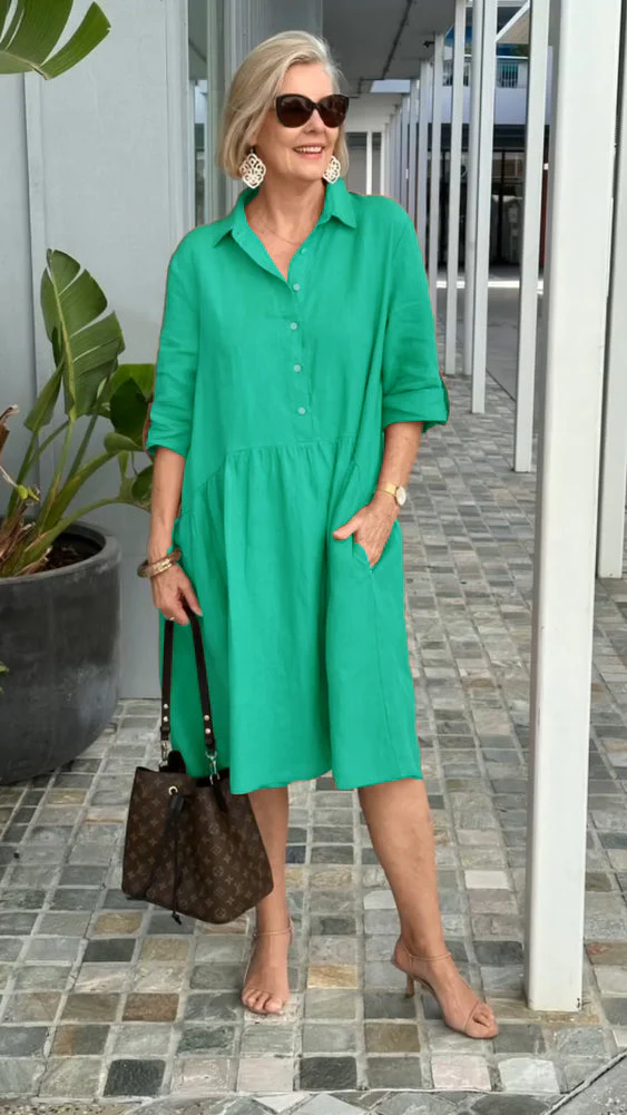 New Women's Cotton Linen Casual Dress - Image 3