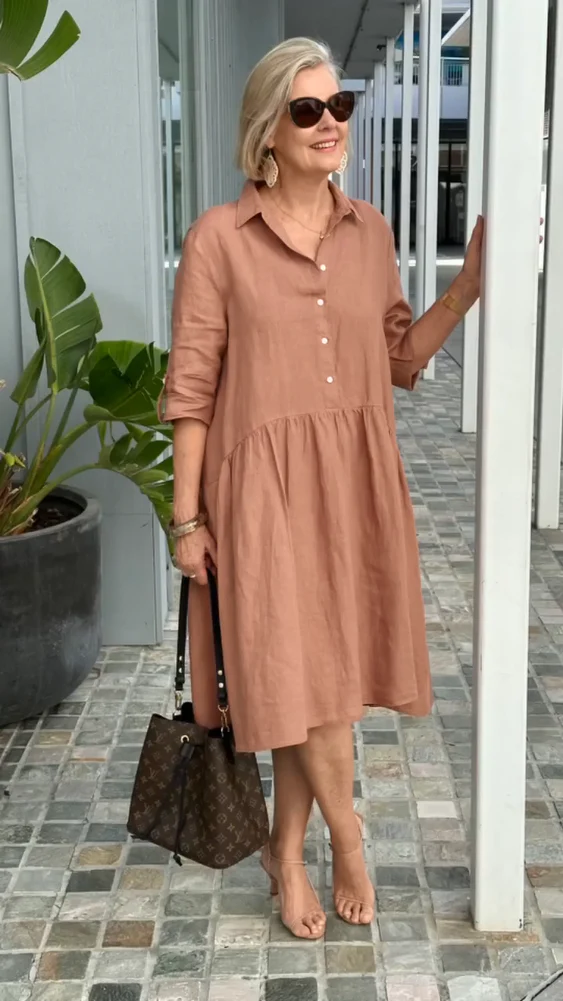 New Women's Cotton Linen Casual Dress - Image 7