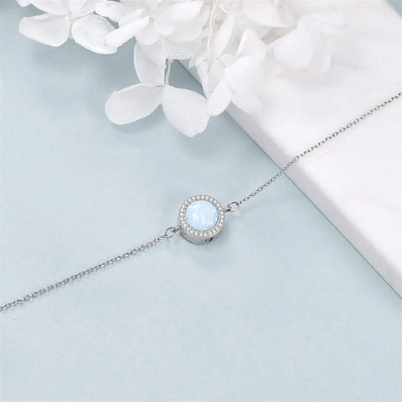 Opal Urn Bracelet For Ashes 925 Sterling Silver Opal Cremation Keepsake Pendant Locket Bracelet For Women Mom - Image 4