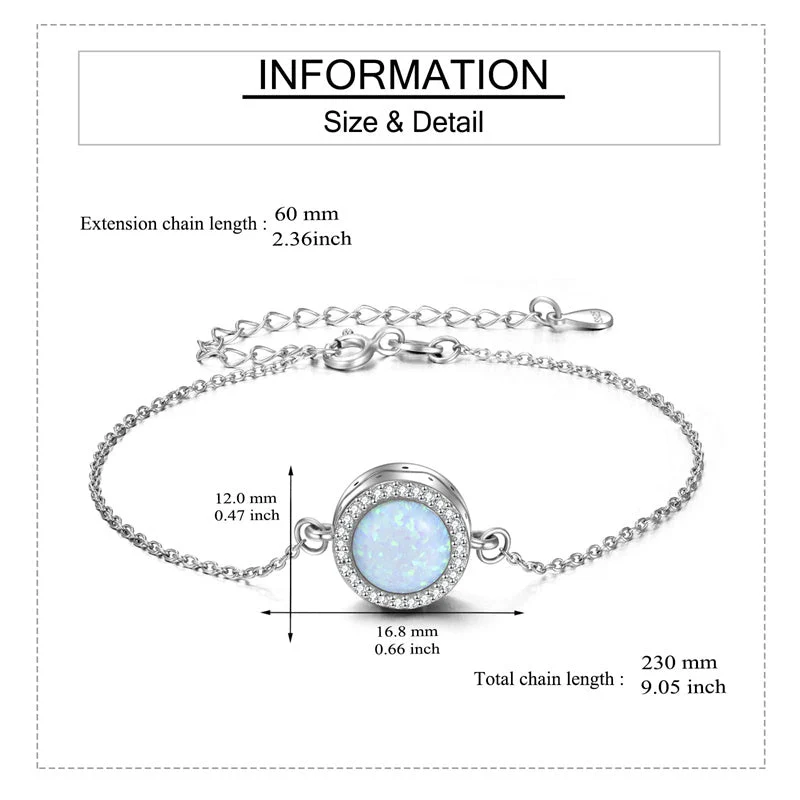 Opal Urn Bracelet For Ashes 925 Sterling Silver Opal Cremation Keepsake Pendant Locket Bracelet For Women Mom - Image 5
