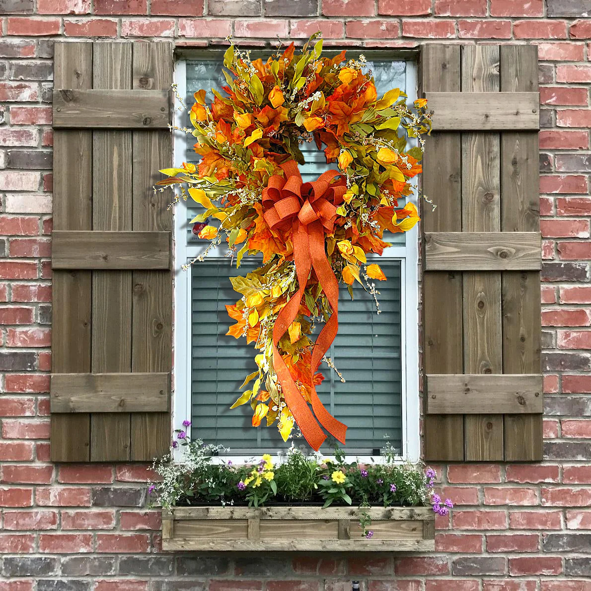 French Berries orange brown swag wreath - Image 6