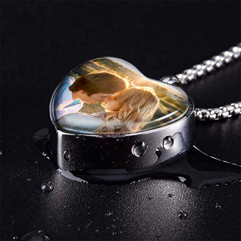 Personalized Photo Cremation Urn Necklace for Ashes Custom Heart Memorial Keepsake Jewelry with Filling Tool - Image 4