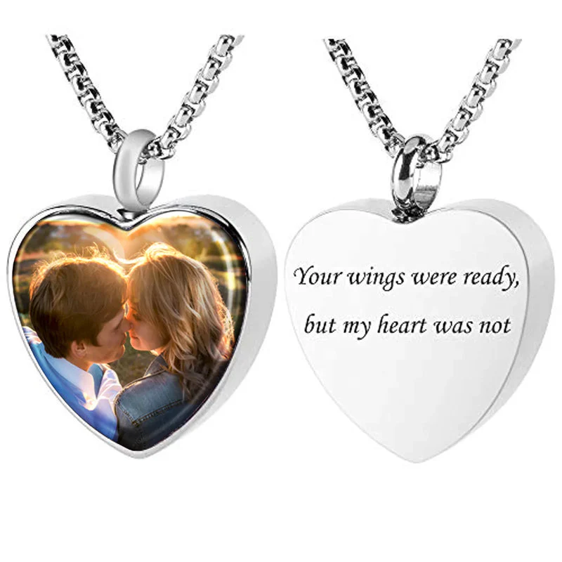 Personalized Photo Cremation Urn Necklace for Ashes Custom Heart Memorial Keepsake Jewelry with Filling Tool - Image 8