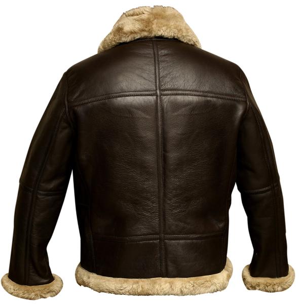 Aviator Bomber Jacket B3 Real Shearling Sheepskin Leather - Image 3