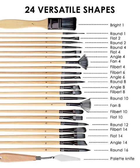 Professional Art Brush With Natural Wood Handles Set Of 24 - Image 11