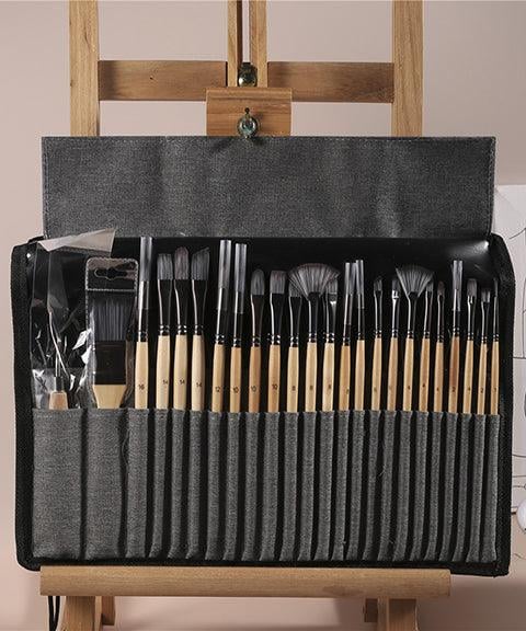 Professional Art Brush With Natural Wood Handles Set Of 24 - Image 7