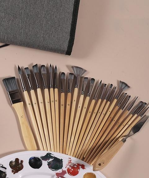 Professional Art Brush With Natural Wood Handles Set Of 24 - Image 8