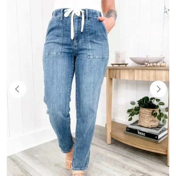 Pull On Denim Joggers - Image 5