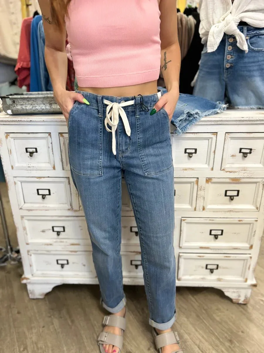 Pull On Denim Joggers - Image 9