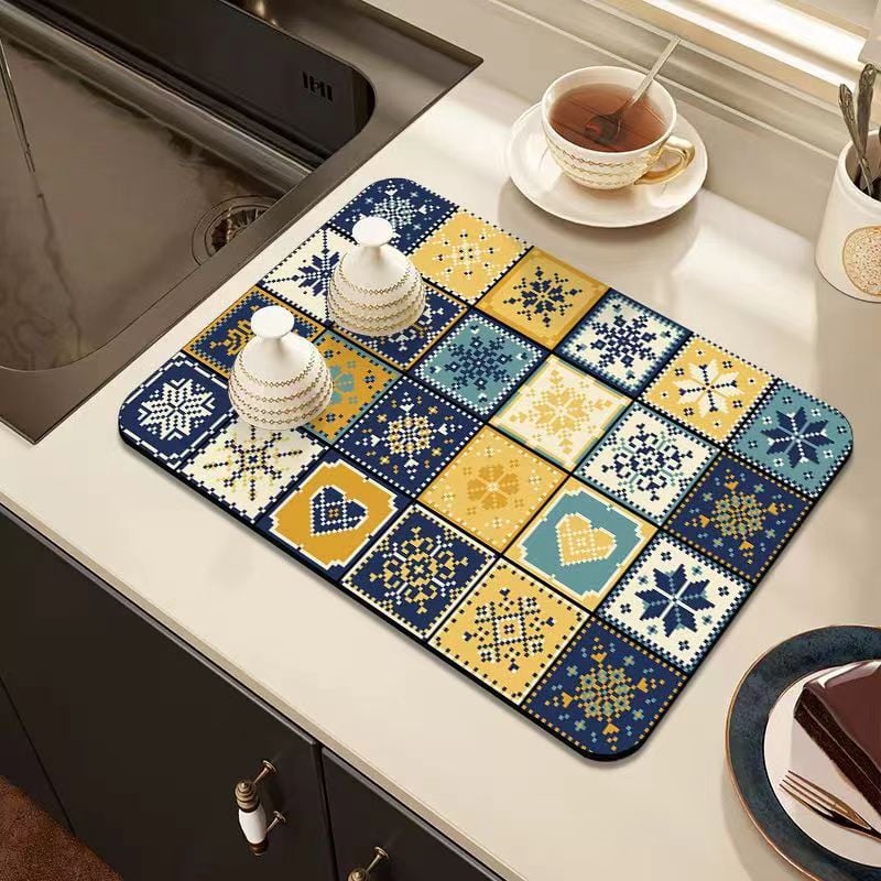 Retro Quick-Drying Water-Draining Mat for Kitchen Bar Countertops - Image 14