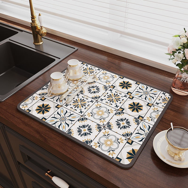 Retro Quick-Drying Water-Draining Mat for Kitchen Bar Countertops - Image 6