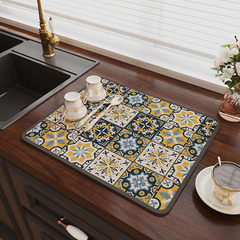 Retro Quick-Drying Water-Draining Mat for Kitchen Bar Countertops - Image 8