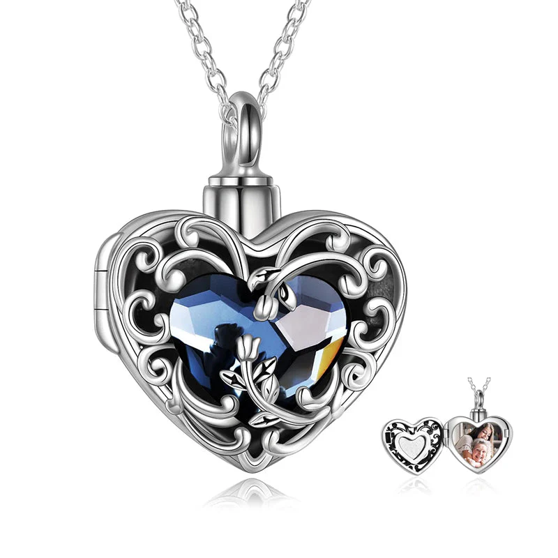 Rose Locket Ashes Necklace Urn Necklace for Women Heart Crystal Cremation Necklace for Ashes Cremation Jewelry - Image 10