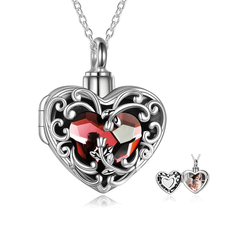 Rose Locket Ashes Necklace Urn Necklace for Women Heart Crystal Cremation Necklace for Ashes Cremation Jewelry - Image 12