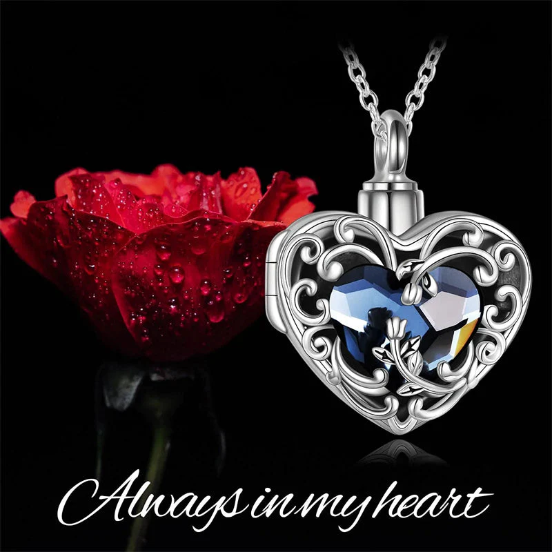 Rose Locket Ashes Necklace Urn Necklace for Women Heart Crystal Cremation Necklace for Ashes Cremation Jewelry - Image 2