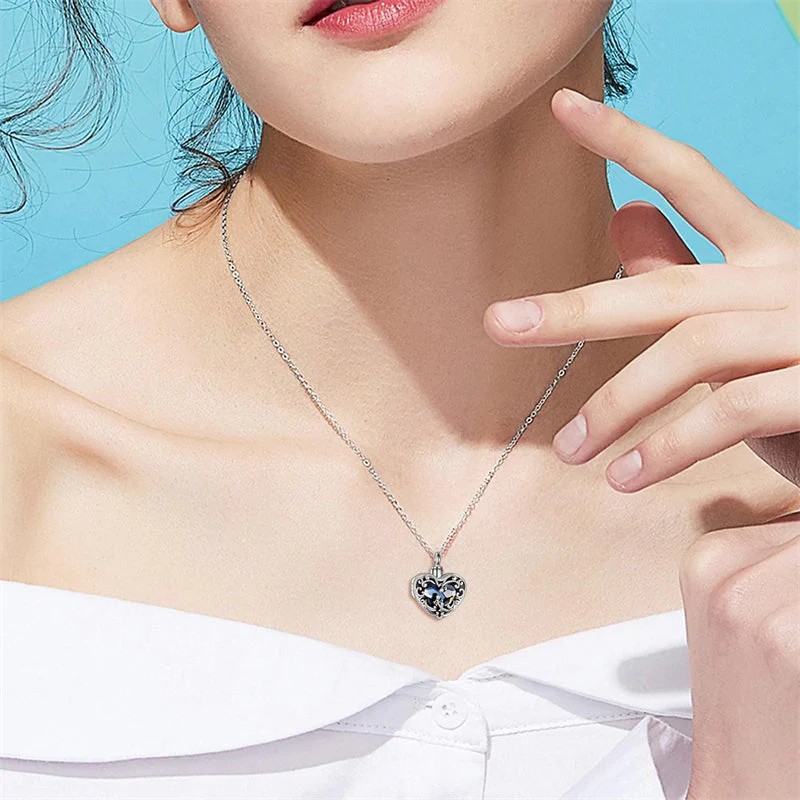 Rose Locket Ashes Necklace Urn Necklace for Women Heart Crystal Cremation Necklace for Ashes Cremation Jewelry - Image 3