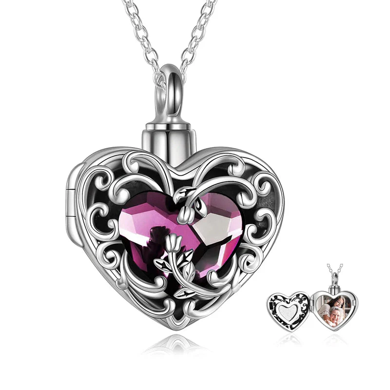 Rose Locket Ashes Necklace Urn Necklace for Women Heart Crystal Cremation Necklace for Ashes Cremation Jewelry - Image 9
