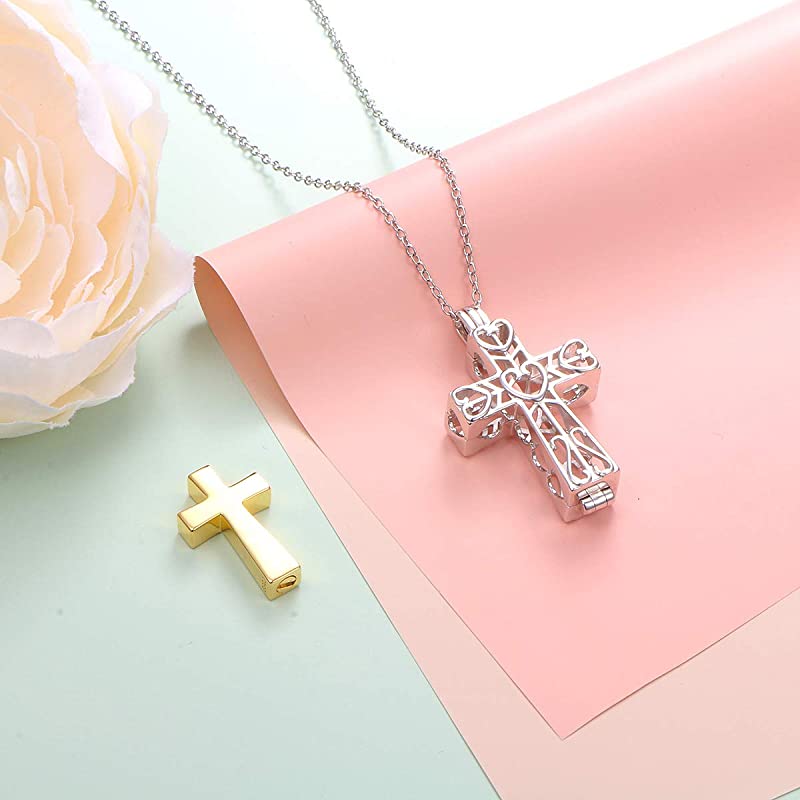 925 Sterling Silver Cremation Urn Memorial Pendant Necklace with Hollow Urn Cremation Jewelry for Ashes - Image 37