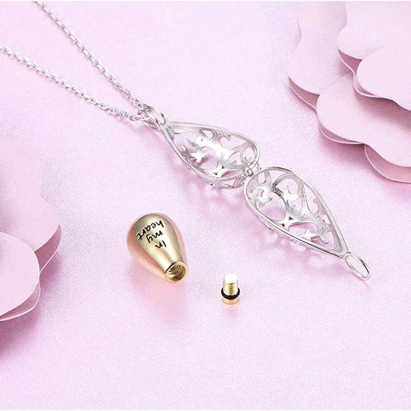 925 Sterling Silver Cremation Urn Memorial Pendant Necklace with Hollow Urn Cremation Jewelry for Ashes - Image 4