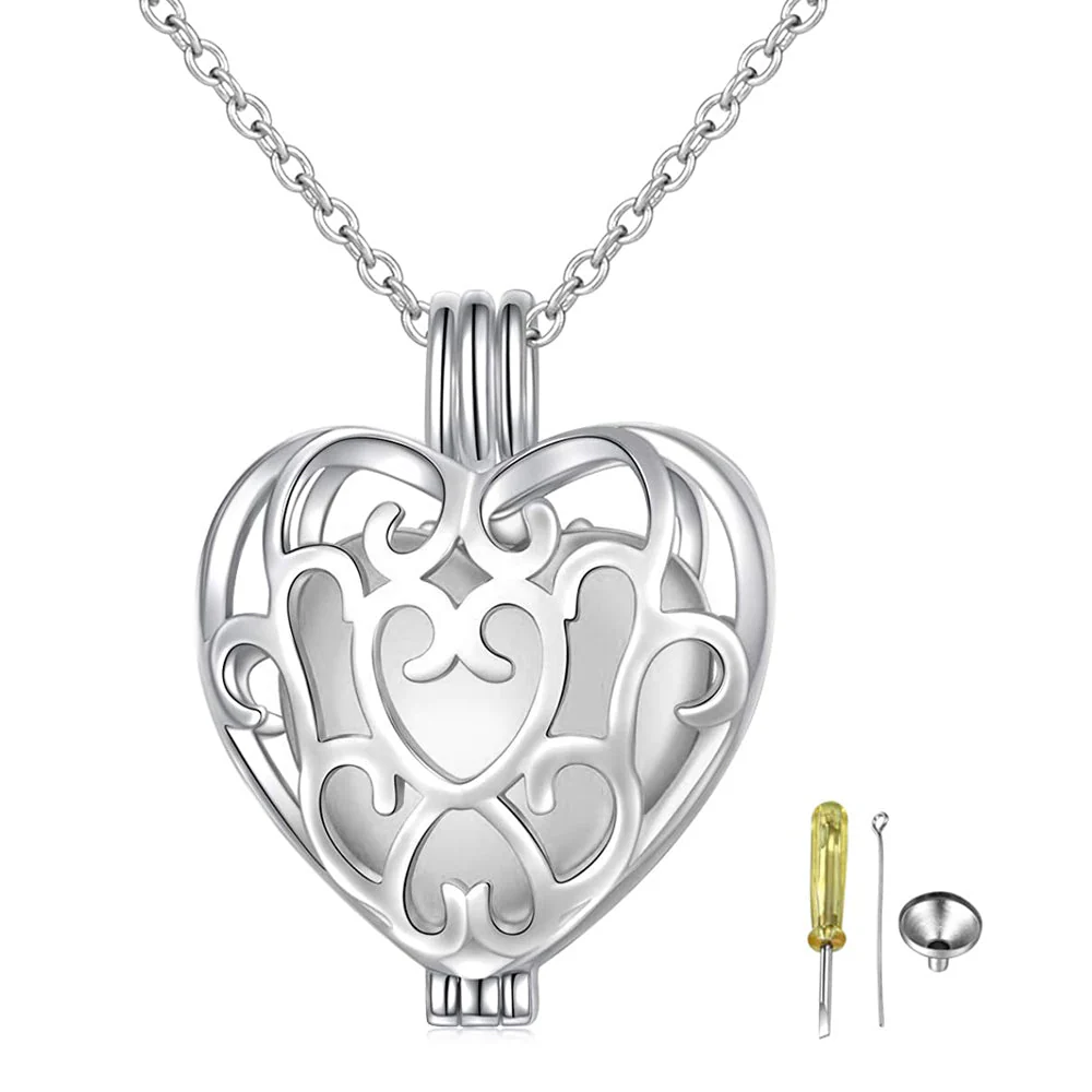 925 Sterling Silver Cremation Urn Memorial Pendant Necklace with Hollow Urn Cremation Jewelry for Ashes - Image 65