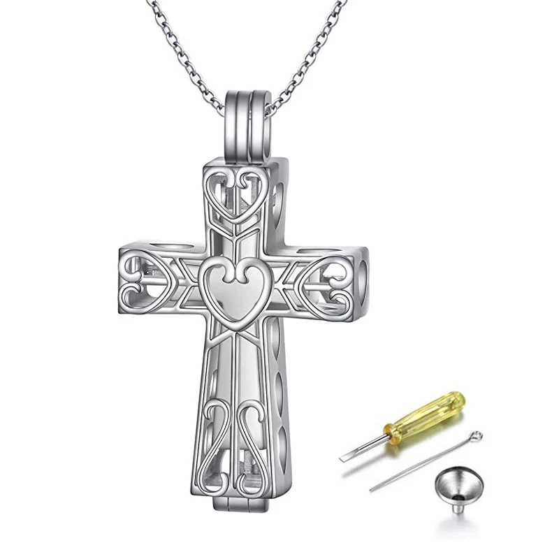 925 Sterling Silver Cremation Urn Memorial Pendant Necklace with Hollow Urn Cremation Jewelry for Ashes - Image 74
