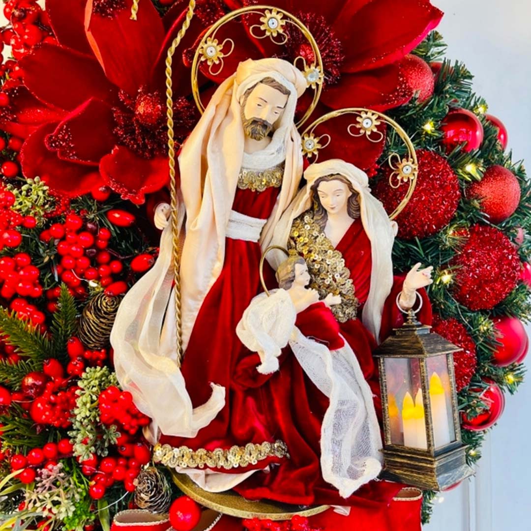 Sacred Christmas Wreath with Lights - Image 2