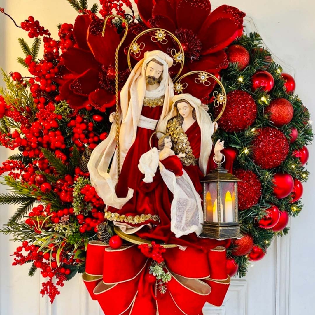 Sacred Christmas Wreath with Lights - Image 3