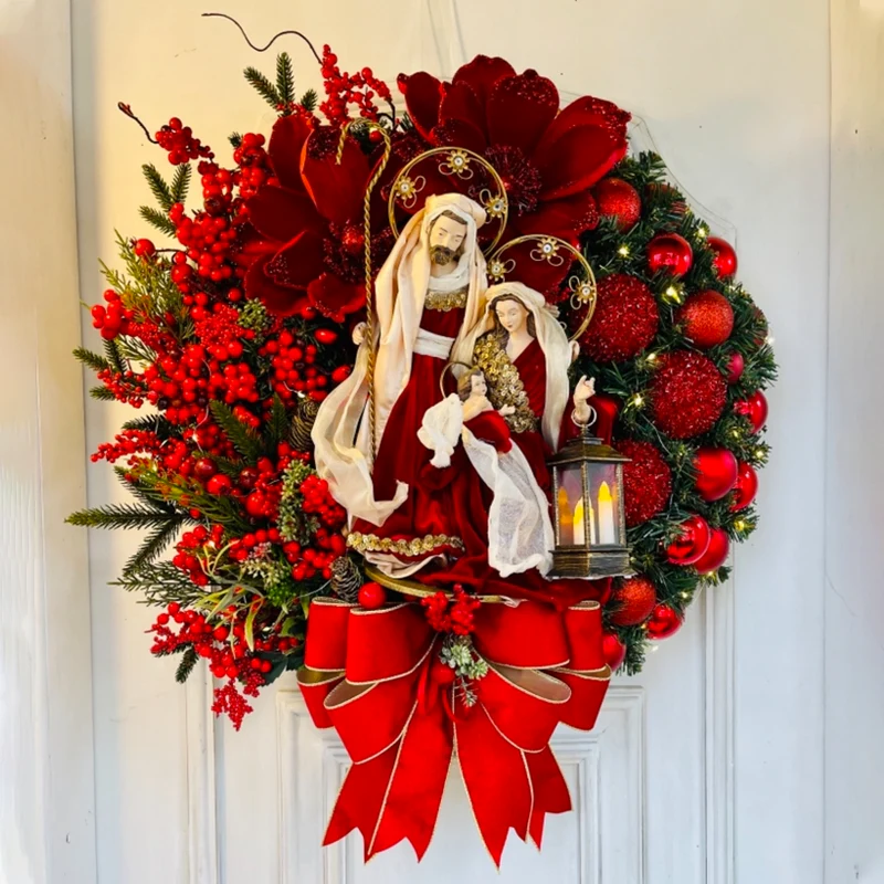 Sacred Christmas Wreath with Lights - Image 8