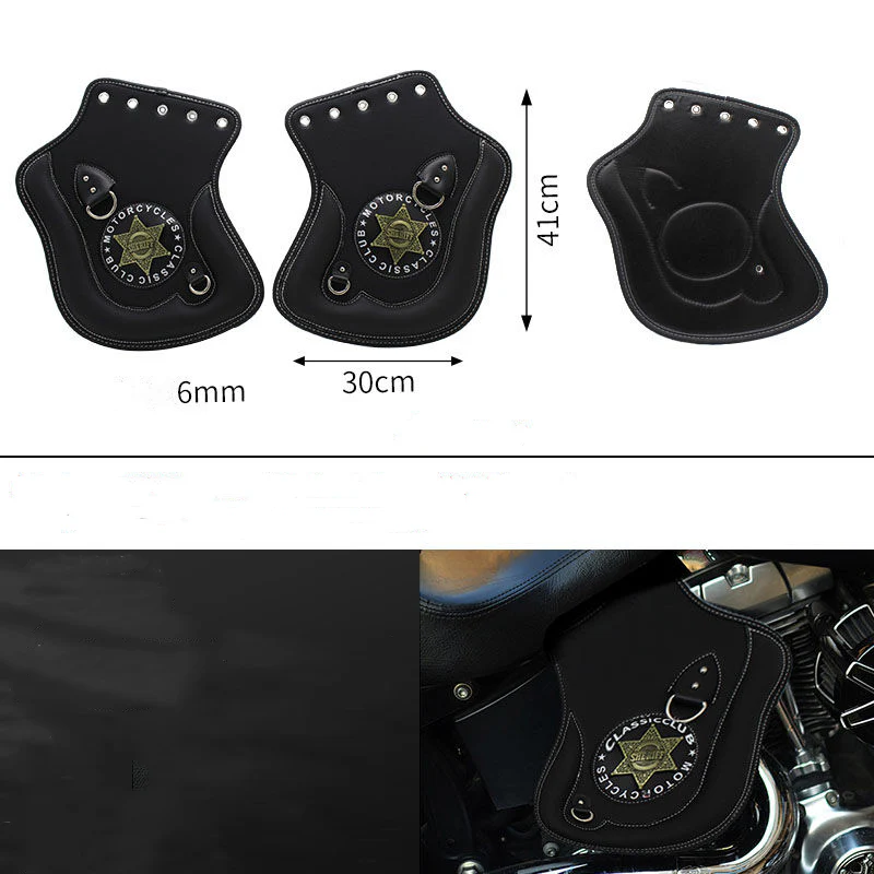 Universal Motorcycle Leather Side Saddle Heat Shield Deflector - Image 10