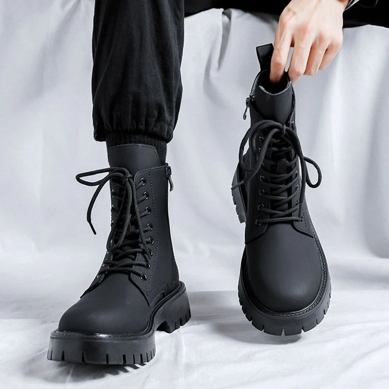 Men’s Side-zip Leather Ankle Boots Black - Image 4