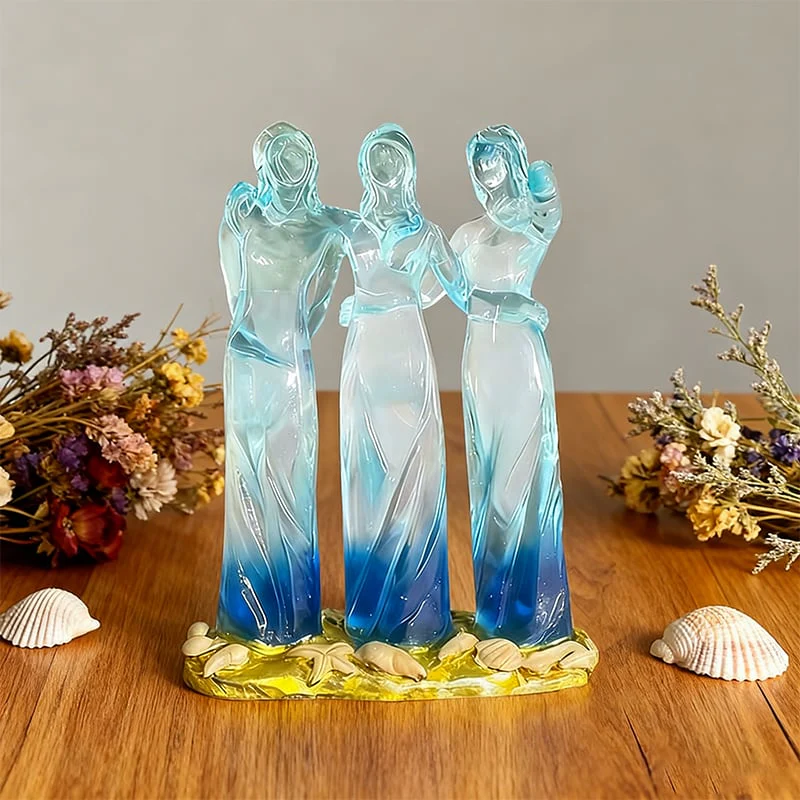 👩🏻🤝👩🏻Sisters By My Side, Celebrates Friendships Three Sisters Sculpture - Image 7