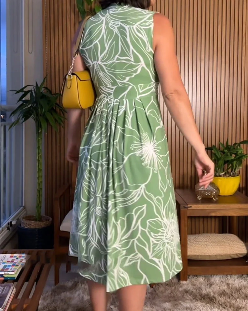 Sleeveless V-Neck Waist-Cinching Dress - Image 7